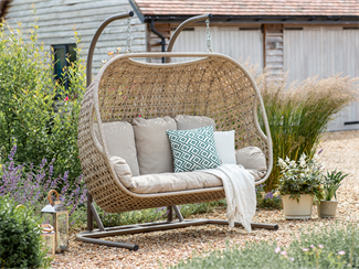 Bramblecrest Chedworth Sandstone Rattan Double Hanging Cocoon